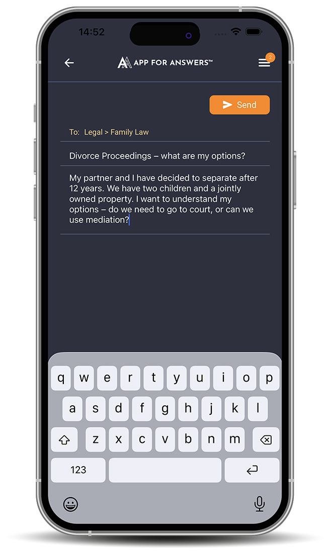 App For Answers Message Compose Screen